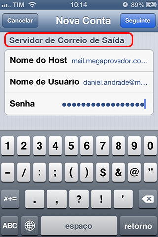 Configurando servidor de saída.