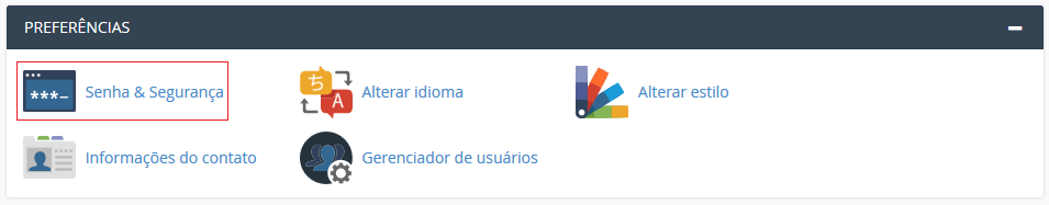 Na aba Preferências. Na aba Preferências.