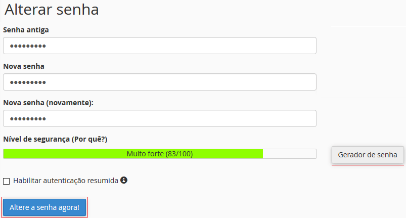 Alterar senha. Alterar senha.