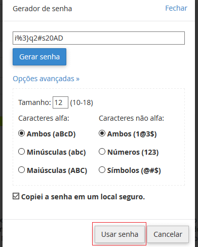 Gerador de senha. Gerador de senha.