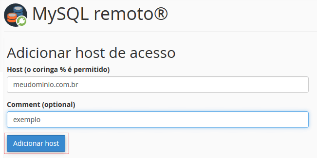 Adicionar host. Adicionar host.