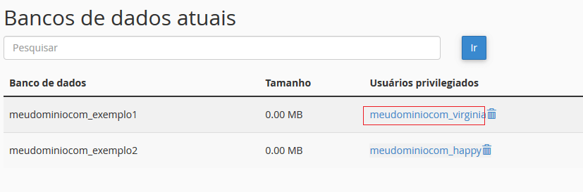 Selecione o usuário. Selecione o usuário.
