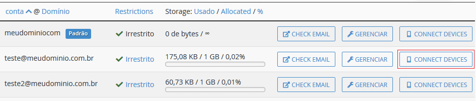 Encontre a conta de email> Connect Devices. Encontre a conta de email> Connect Devices.