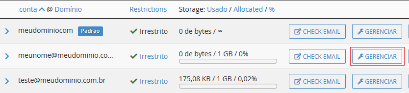 Deletando conta de email. Deletando conta de email.