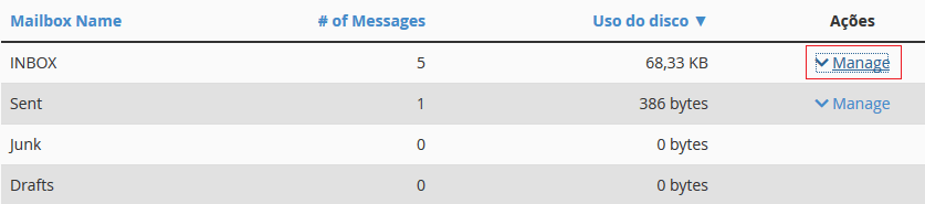 Escolha as pastas para administrar. Escolha as pastas para administrar.