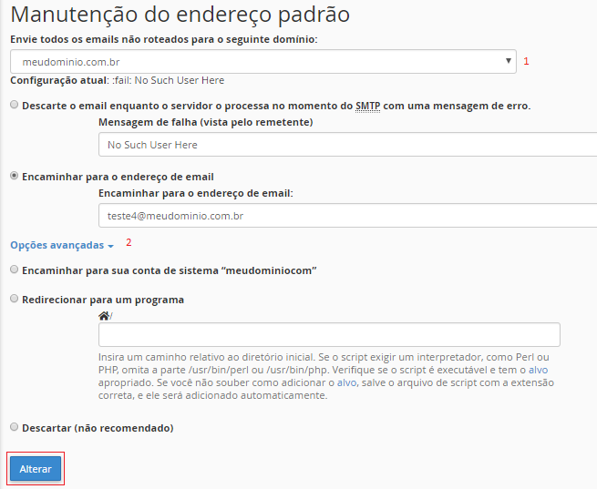 Configurando email padrão. Configurando email padrão.
