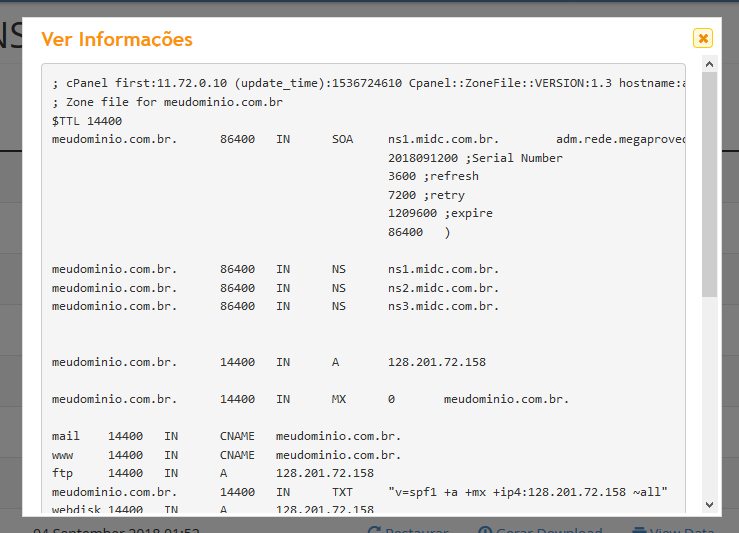 Informações exibidas. Informações exibidas.
