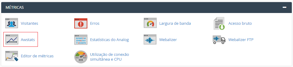Na aba Métricas. Na aba Métricas.