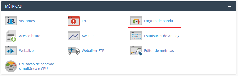 Na aba Métricas. Na aba Métricas.