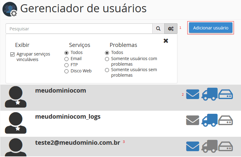 Gerenciador de usuários. Gerenciador de usuários.