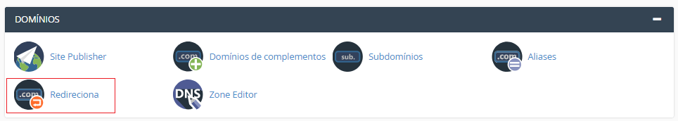 Na aba Domínios. Na aba Domínios.