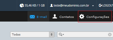 Clique em configurações. Clique em configurações.