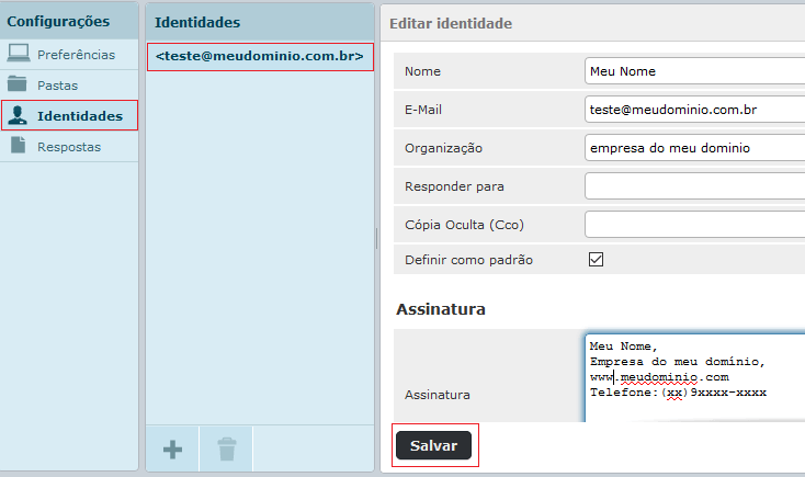 Em Editar identidade. Em Editar identidade.