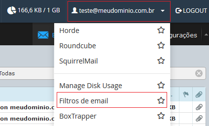 Logado no Webmail. Logado no Webmail.