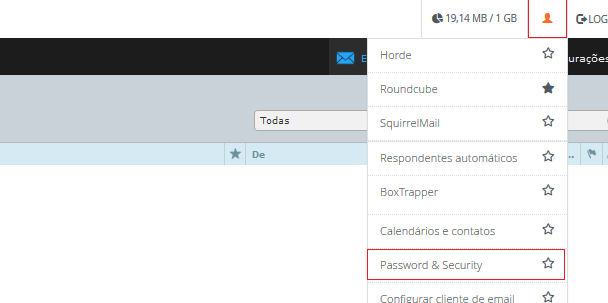 Logado no Webmail. Logado no Webmail.