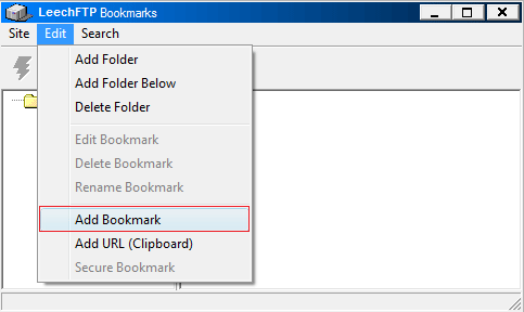 Nomeie a pasta e então Edit>Add Bookmark.